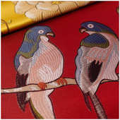 新中式 花鸟高精密提花面料沙发布坐垫抱枕红木家具织锦缎面料批发