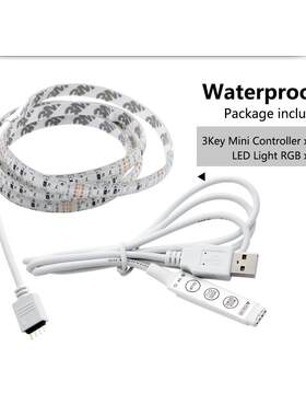 5V USB LED 灯带2835 RGB 白光 暖白 1米 2米套装 低压灯条