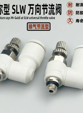 气管接头万向调速限流阀SLW3-M3/4-M5/6-m5气动快换节流阀迷你型