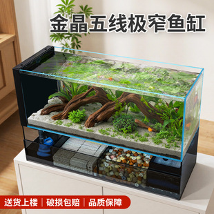 超白玻璃极窄鱼缸过滤制氧一体机底滤家用客厅2025新款 溪流缸