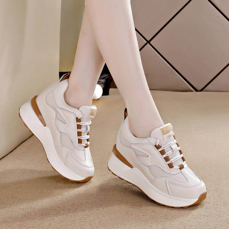 内增高小白鞋女鞋2025秋冬新款爆款轻便休闲运动显脚小厚底老爹鞋