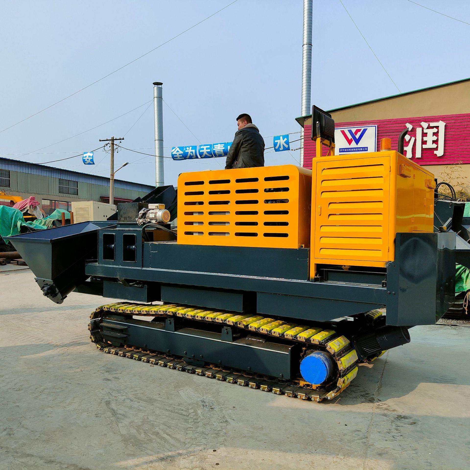 润沃机械新型钢制履带滑模机 水沟路沿石滑膜成型机U形渠道滑模机
