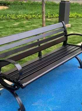 公园椅户外长SIF椅庭院子背休闲座椅防腐木实塑木木长条坐凳铸靠