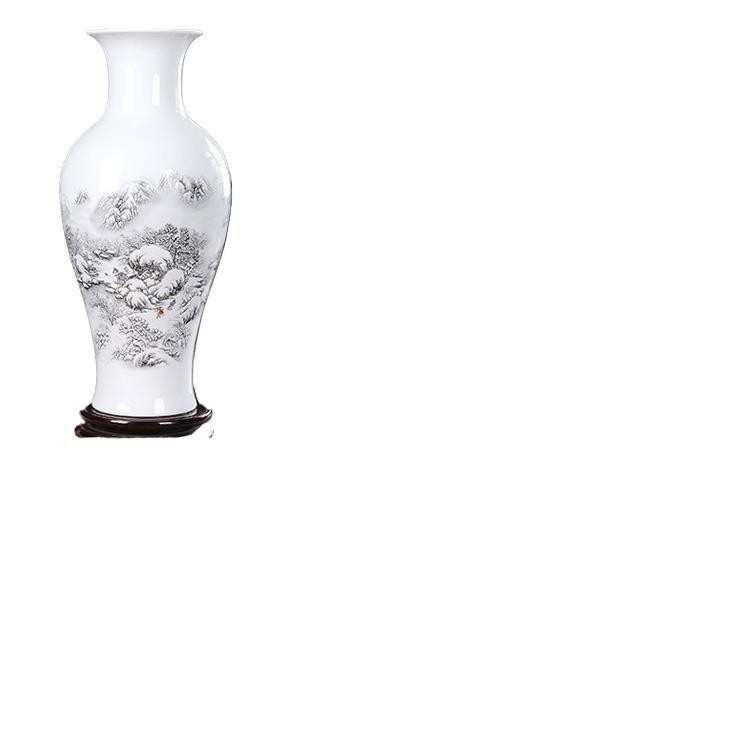 景德镇陶瓷器花瓶摆件新中式客厅插花家居装饰工艺品大号白色瓷瓶