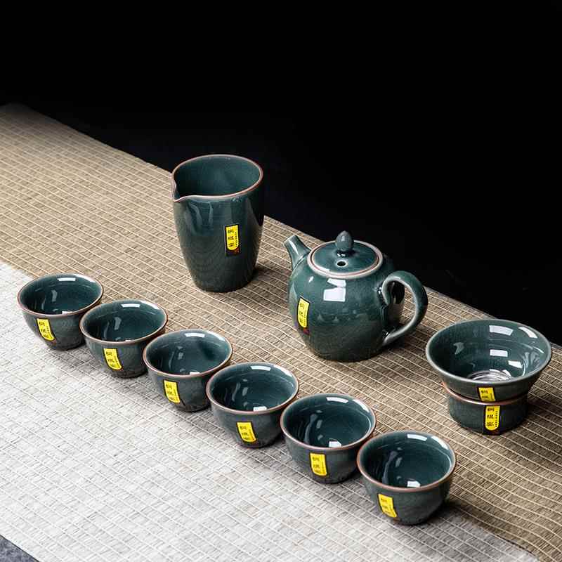 正品冰裂釉哥窑功夫茶套装陶瓷开片盖碗泡茶室壶茶杯办公茶会客具
