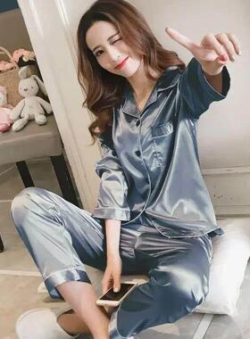 Women Silk Satin Pajamas Pyjamas Set Sleepwear Pijama Couple