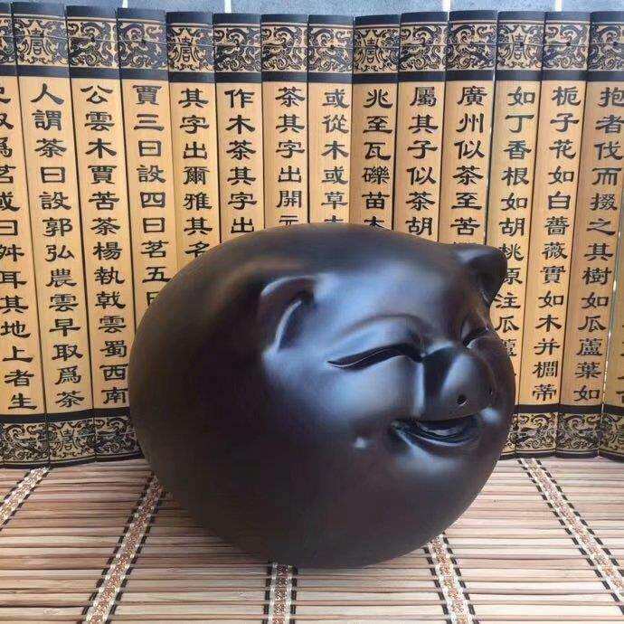黑檀木圆猪茶宠一团和气猪生肖猪木客厅家居装饰品木小件