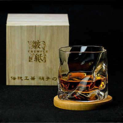 江户切子杯日式硝子玻璃杯ins-限定酒杯作品Crumple皱纸款