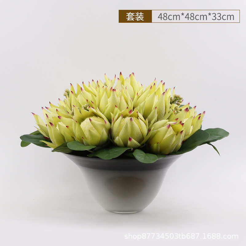 花盆花卉仿真花艺洽谈样板房盆栽餐桌酒店轻现代植物桌奢景摆件假