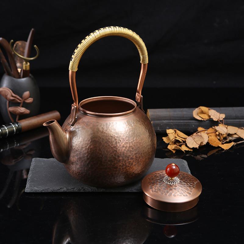 1.3升中式风复古手工紫铜茶壶家用金属铜壶茶具明火加速热烧水壶