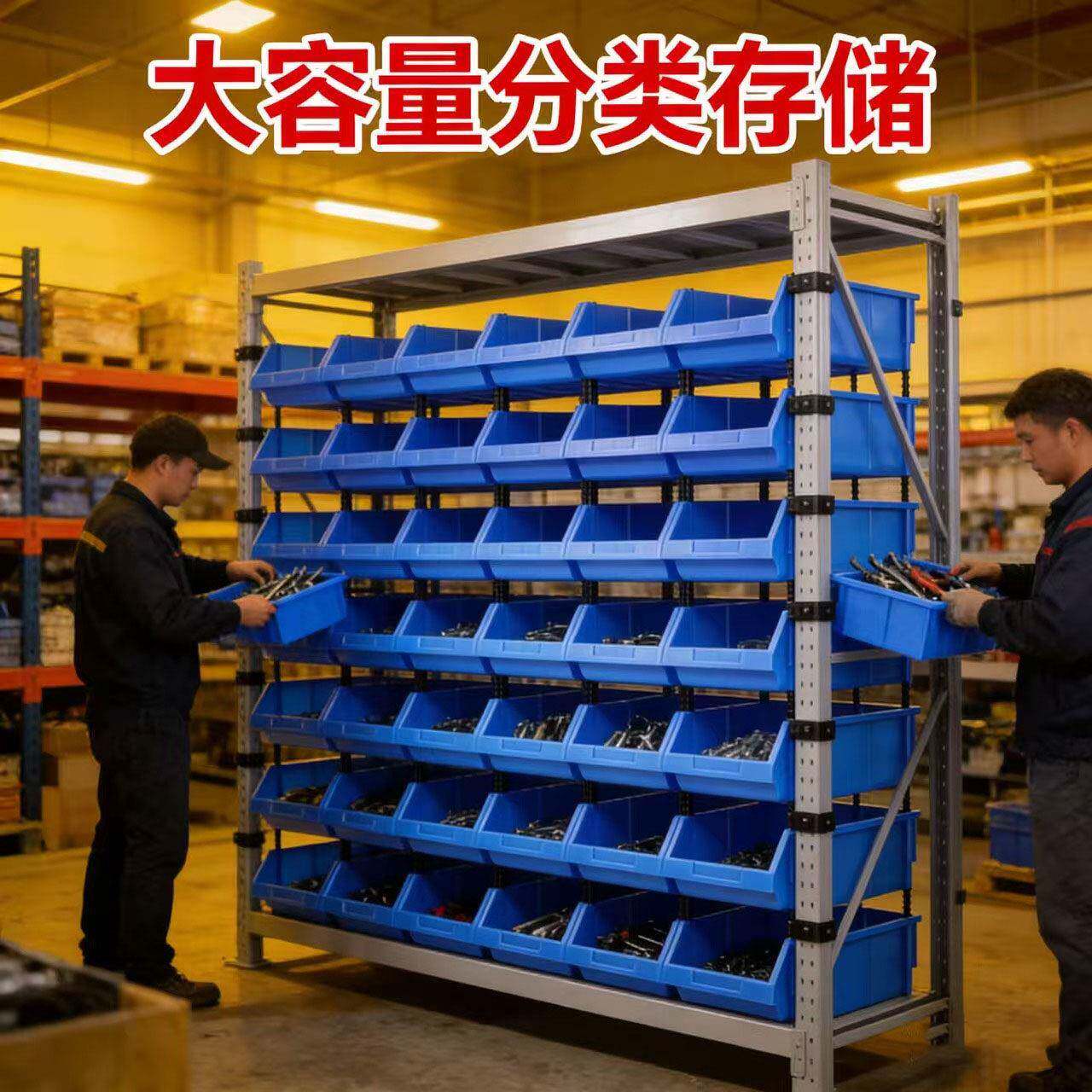 斜口零件收纳盒组合式仓库货架五金配件螺丝分类工具箱塑料物料盒