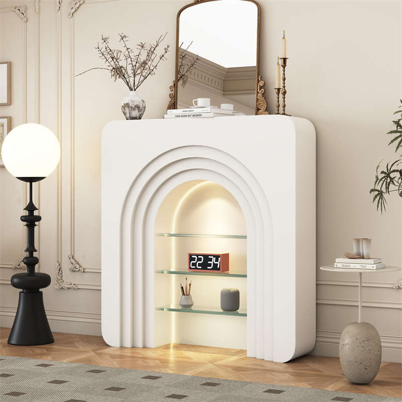 北欧法式玄关柜壁炉装饰柜背景墙边柜入户走廊陈列置物架展示柜