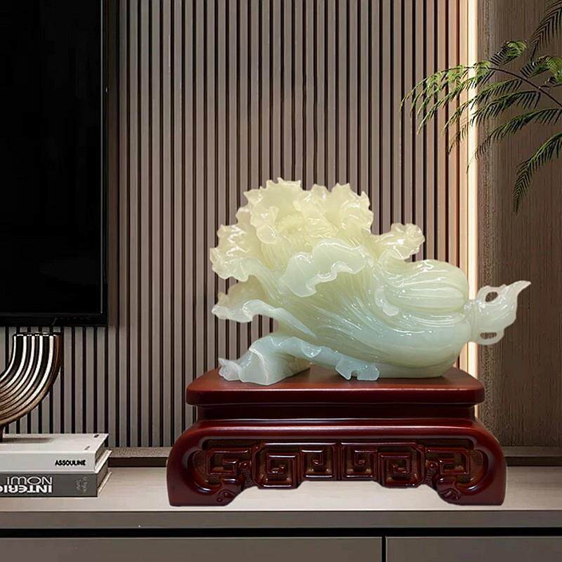 百财聚来白菜摆件中式家居客厅电视柜玄关招财装饰品乔迁开 业礼
