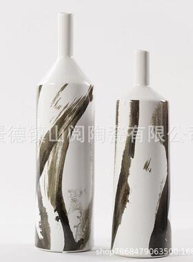 现代简约白色花瓶鲜花水养创意陶瓷家居饰品轻奢客厅装饰插花摆件