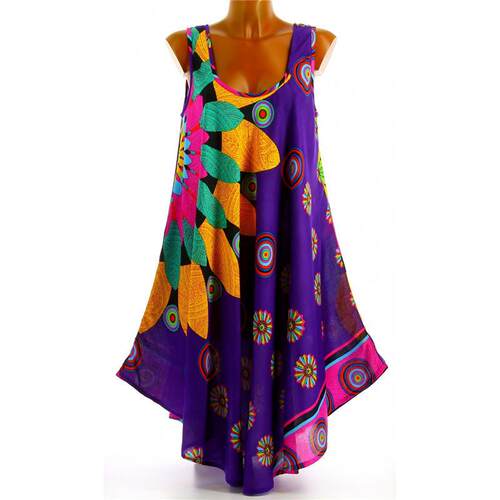 Women's Summer Sleeveless Large Swing Dress Printed