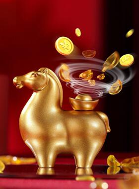 朱炳仁铜黄铜马上有钱摆件生肖马年春节新年吉祥物年会装