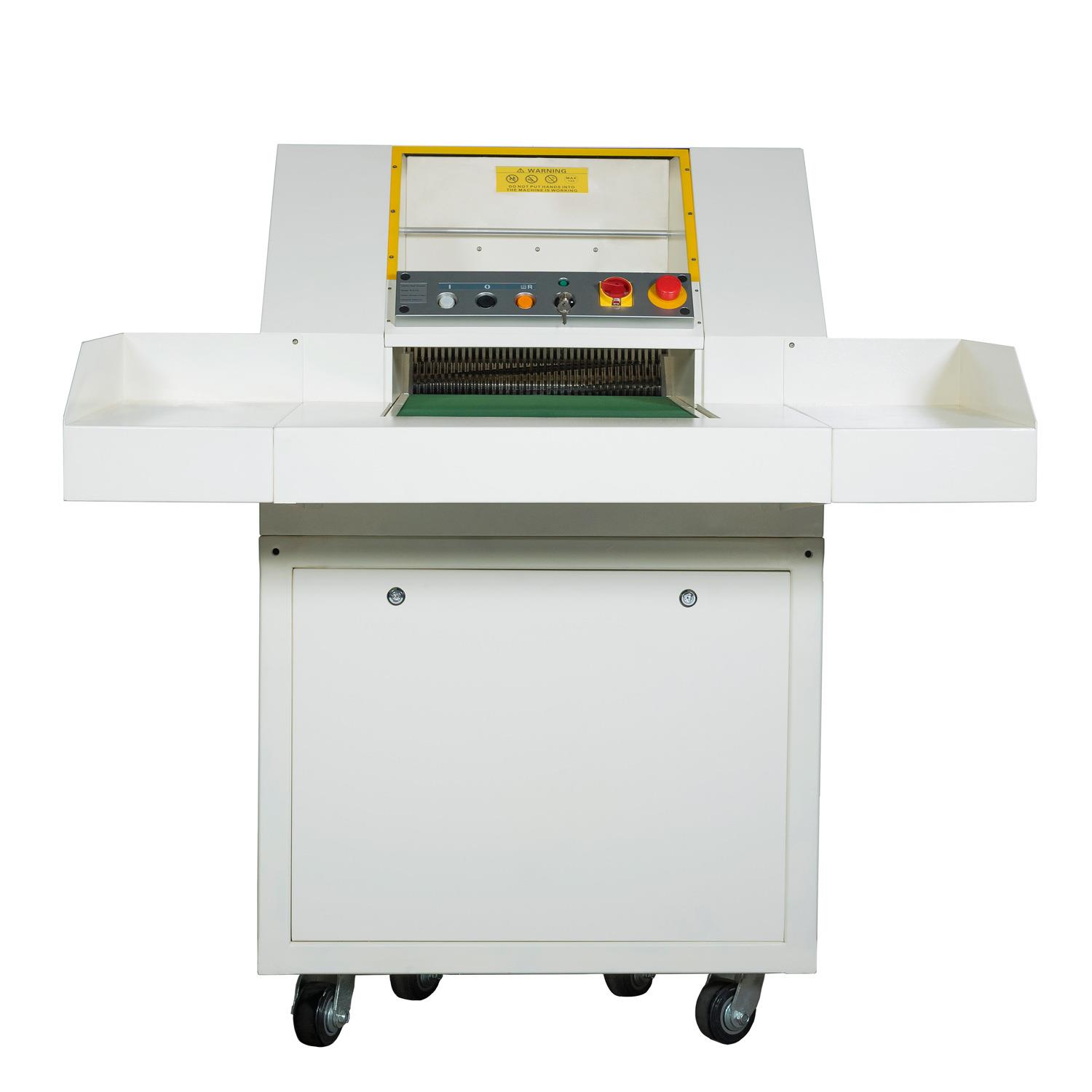 越都YD-428130M2保密型碎纸机大型工业皮带碎书本纸张2*15mm效果