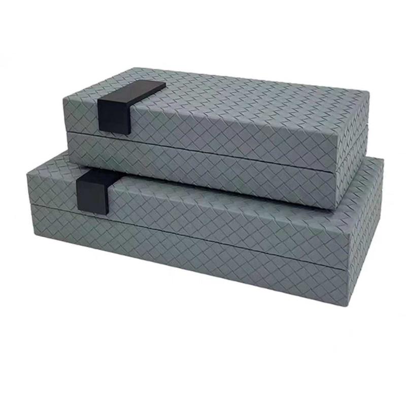 现代简约皮革首饰盒珠宝收纳盒家居软装卧室桌面床头柜木质摆件