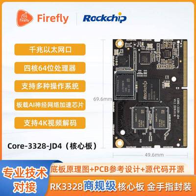 Core-3328-JD4 四核64位入门级核心板单片机开发板 linux