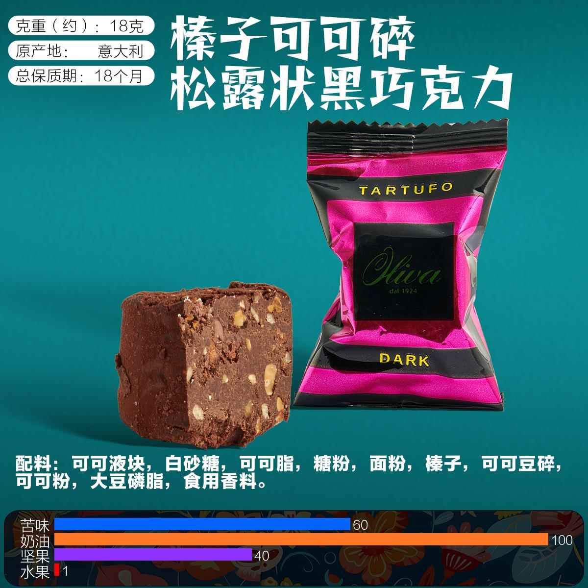 意大利进口Dulci Oliva松露状榛子黑巧克力散装零食送礼