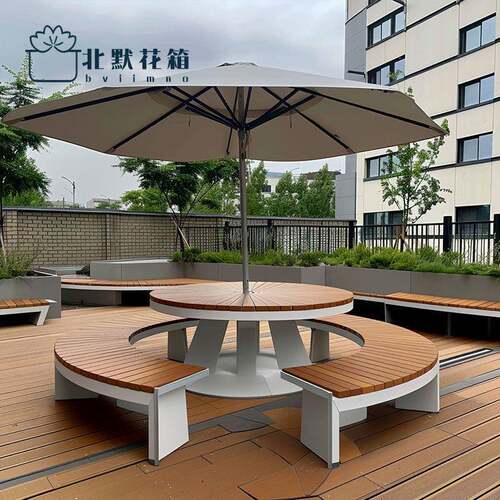 户外桌椅商业街步行街庭院公园老年活动中心露天休闲圆形室外桌椅