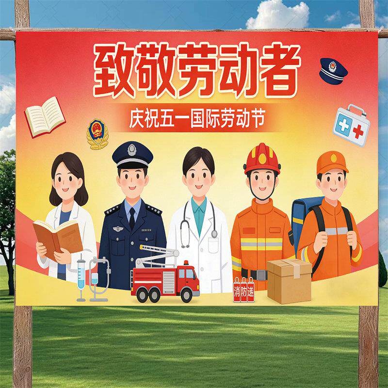 五一劳动节挂布装饰布幼儿园51主题活动社区节日氛围布置背景布