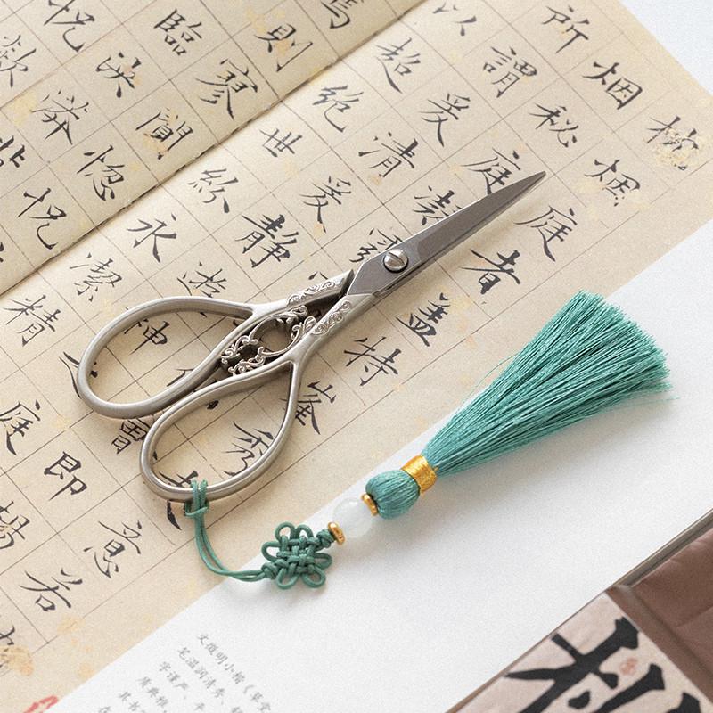 梅花剪刀家用小剪刀茶叶包装剪中式工艺茶道剪十字绣线头绣花剪子