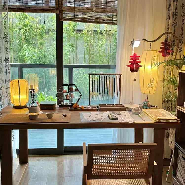 实厅木国学体书桌宋代美学新中式家346用电脑桌客一长条书房书法