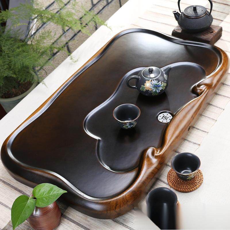 黑檀木茶盘实木新款家用简约茶海茶台客厅茶具小型原木茶托盘排水