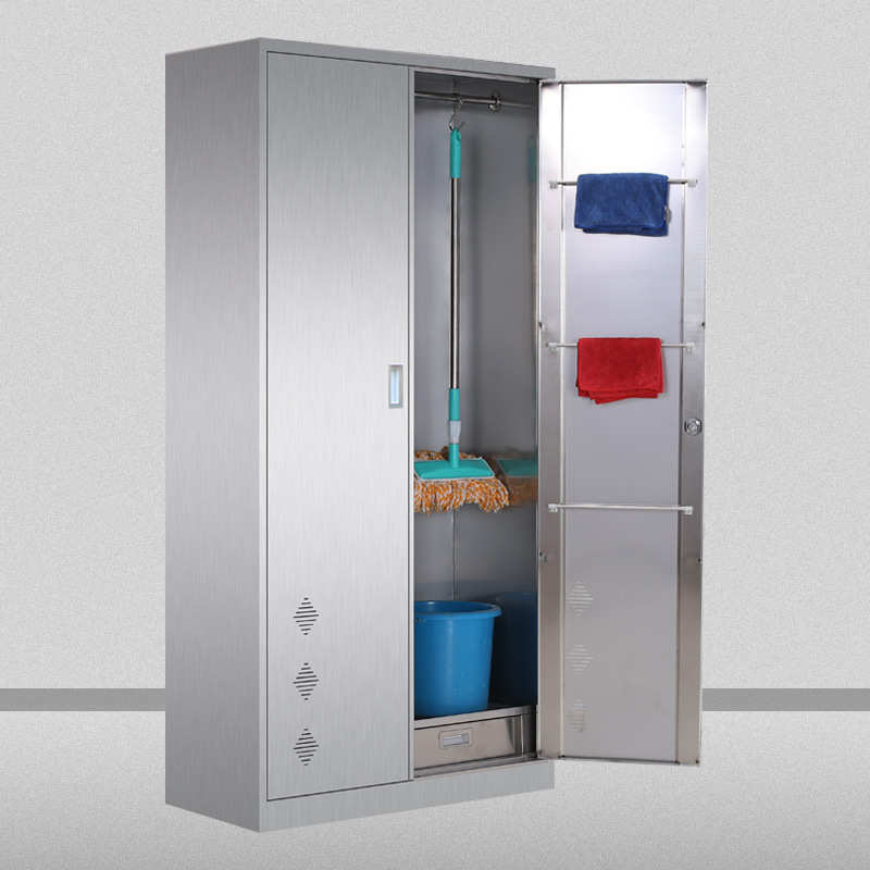 不锈钢双门清洁柜卫生柜扫帚工具收纳柜保洁用品储物柜201拖把柜