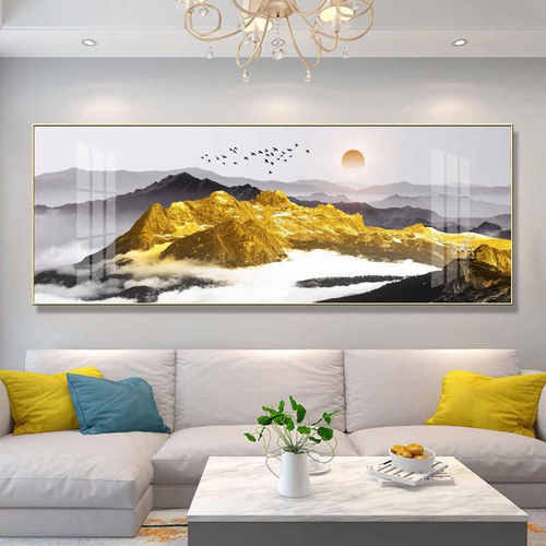 新中式现代横版客厅装饰画简约沙发背景挂墙背有靠山挂画办公室壁