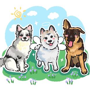 手绘卡通Q版宠物肖像画头像真人照片猫猫狗狗画像约稿设计定制礼