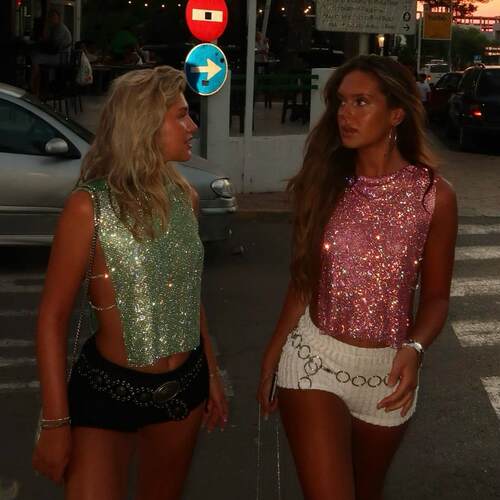 Metal vest with full diamond high neck top, party vest top