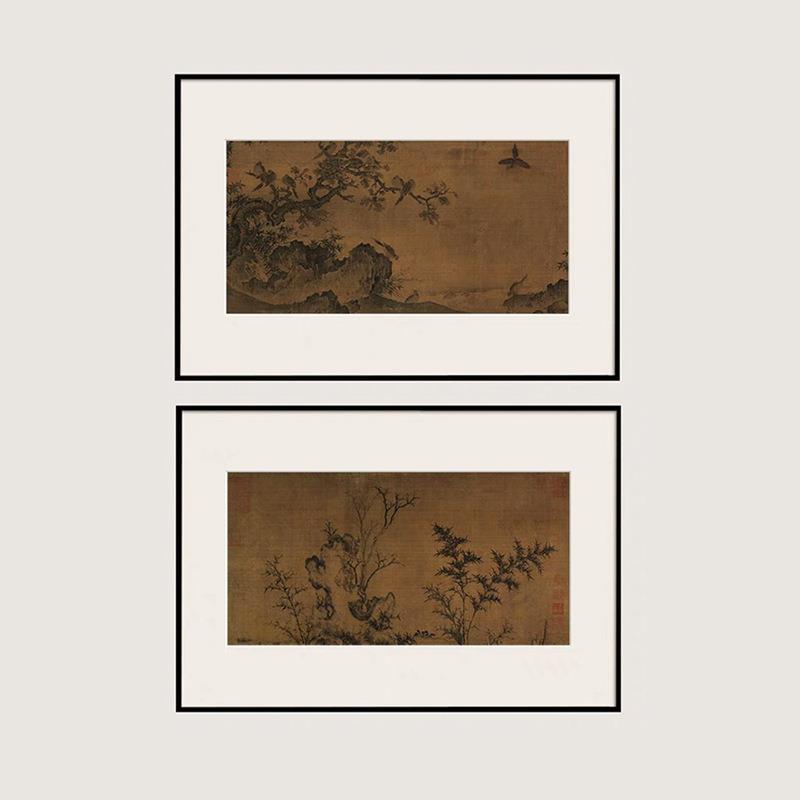 赵孟頫《竹石图》新中式小众艺术装饰画客厅书房国画办公室山水画