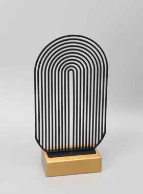 现代简约金属黑色屏风摆件样板房售楼部卧室书房客厅桌面玄关饰品