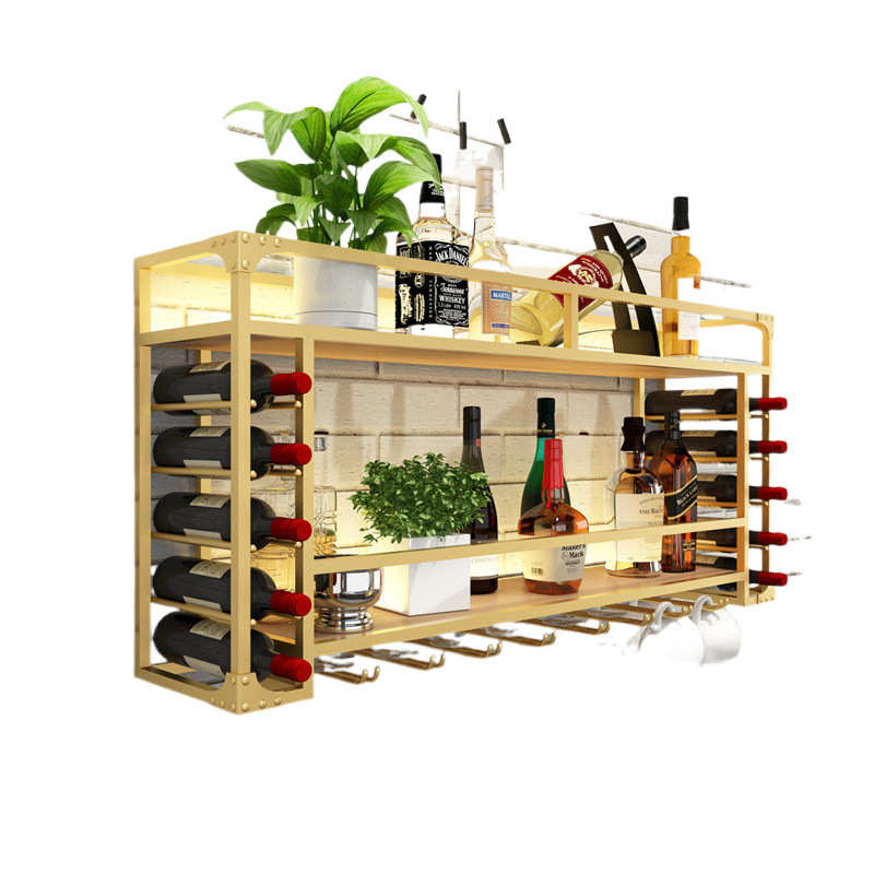 吧台背景酒柜置物架家用餐厅酒杯架倒挂挂墙简约壁挂红酒架展示架