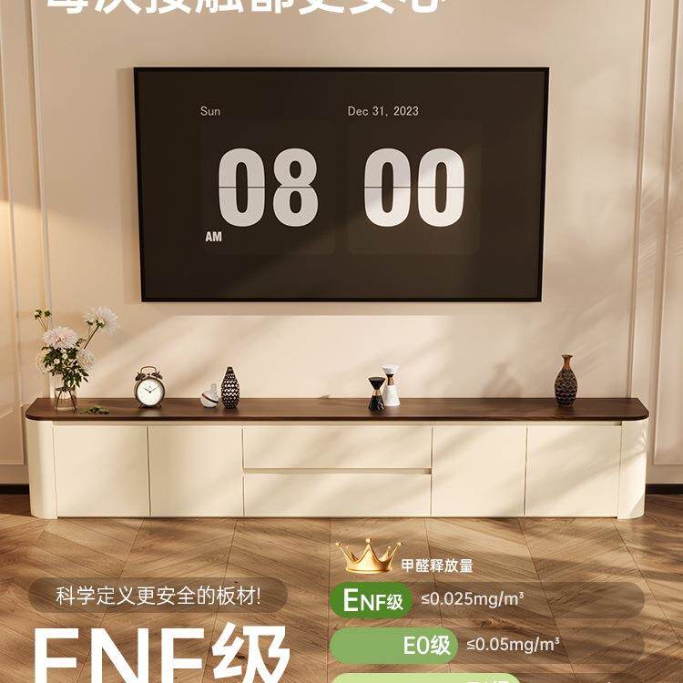 户型奶客油中古风电视柜落地小收纳985储物柜一体厅家边用柜组合