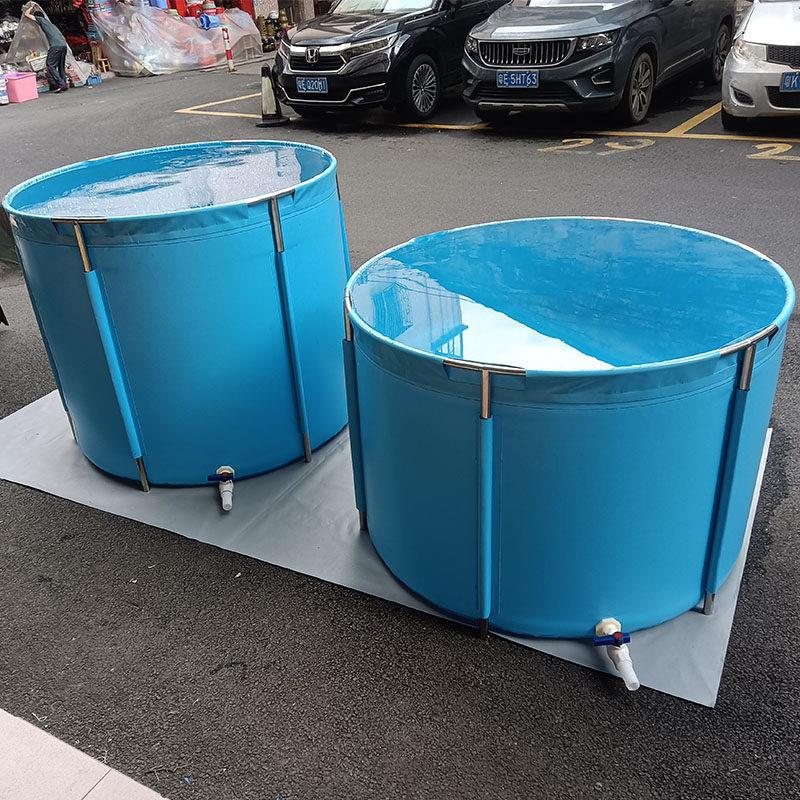 蓄水池锦鲤地缸暂养殖不锈钢圆形刀刮布帆布鱼池加厚带支架子全套
