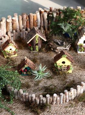 白桦木小栅栏室内花园庭院小篱笆装饰摆件微景观造景围栏实木户外