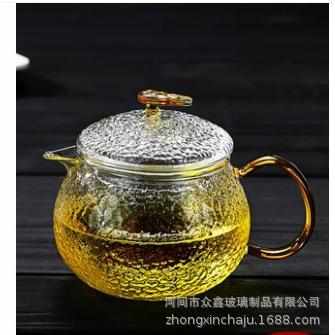 贵妃玻璃茶壶套装耐高温锤纹小茶壶玻璃家用耐热过滤泡茶壶