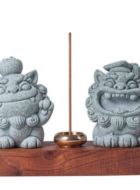 创意缸国潮青沙石狮子一tb-75412小号风风狮爷茶宠桌面茶宠摆件鱼