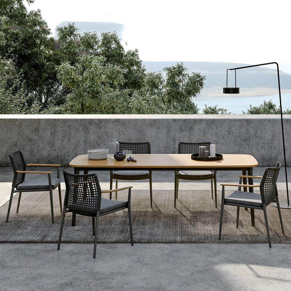 北欧户外藤编阳台桌椅休闲庭院室外别墅花园柚木组合防水防晒家具