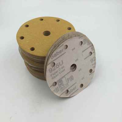 美汽车16寸9孔干磨砂纸磨灰机植绒砂砂纸RIF打磨圆形沙大皮黄00张