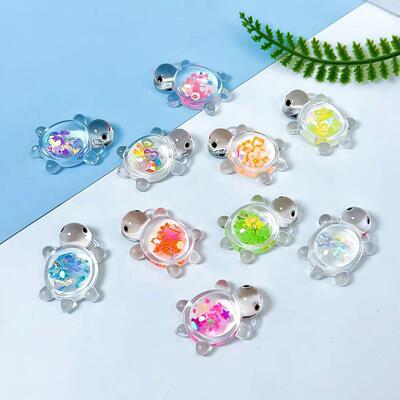 Glow-in-the-Dark Sequin Turtle Cute DIY Cream Clay Keychain