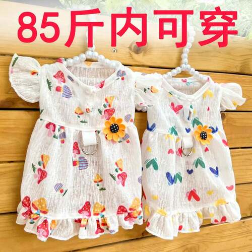 可牵引外出蘑菇爱心夏季透气洋装子大狗狗衣服猫咪用品泰迪英短