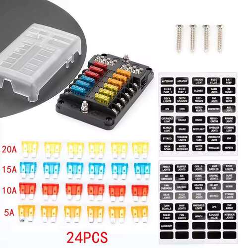 汽车房车游艇12位保险盒带汇线排 32V100A插片式保险丝收容盒