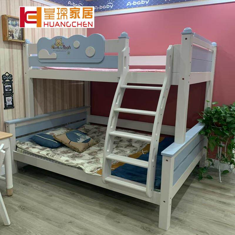 高低床北欧实木子母床橡胶木青少年男孩家具上下床双层儿童床
