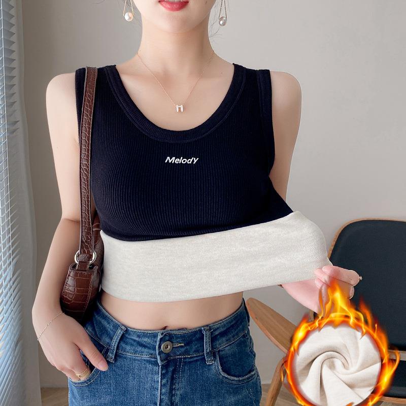 秋冬保暖背心女加绒加厚2025新款带胸垫内搭修身上衣大码打1203z