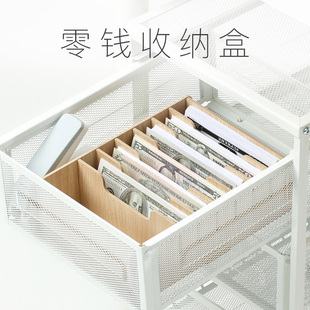 零钱收纳盒放钱收纸币的装现金钱匣子分格钱盒收银盒子格子收钱盒