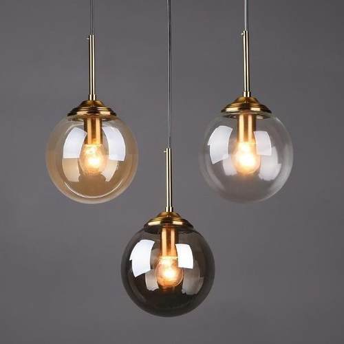 北欧餐厅灯圆形玻璃球服装店咖啡厅吧台简约现代单头卧室床头吊灯